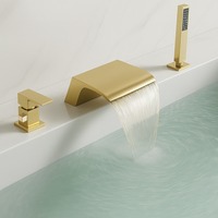 Robinet de baignoire encastré moderne à 3 trous avec bec cascade et douchette, mitigeur chaud/froid en laiton pour salle de bain et hôtel