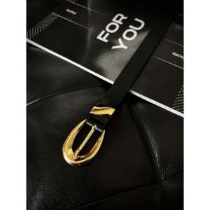 Ceinture pour femme à boucle symétrique, boucle à ardillon en alliage noir, style décontracté, ceinture en cuir PU - Product Image 3