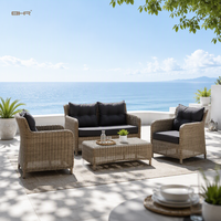 BHR 4-teiliges Modernes Villa-Rattan-Gartenmöbel-Set Wetterfestes Wasserfestes Korbsofa Outdoor-Terrassenset