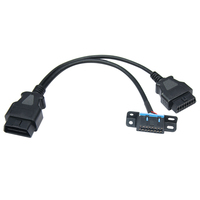 Sudut kanan Universal 16 Pin OBD II OBD2 Splitter Y kabel terbuka J132 1 konektor pria ke 2 wanita dengan braket dudukan Underdash
