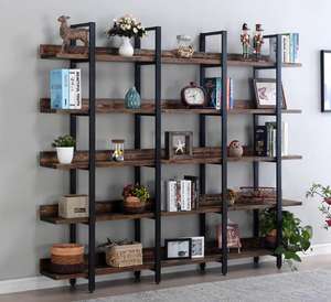 Estantería de madera con marco de metal, estantería para libros, estante de almacenamiento - Product Image 3