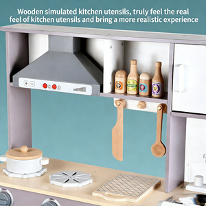 ชุดของเล่นครัวไม้สำหรับเด็กก่อนวัยเรียน สีฟ้า ขายส่ง พร้อ<span class=keywords><strong>ม</strong></span>เครื่องจำลองเชฟ เตาแก๊ส และเตาไฟฟ้า - Product Image 4