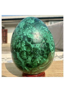 Huevo de Cristal de Malaquita Natural Tallado a Mano, Globo Decorativo de Piedra Pulida, Adorno para el Hogar, Oficina o Regalo - Product Image 2