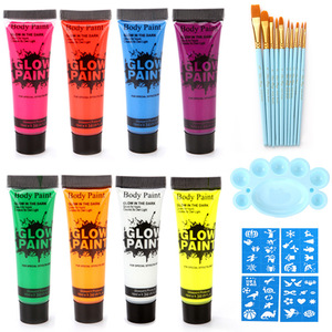 Néon Fluorescent Non toxique à base d'eau Uv Glow Paint <span class=keywords><strong>peinture</strong></span> corporelle lumineuse fluo Uv Glow Face Paint For Party - Product Image 4