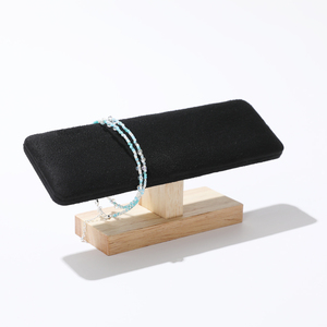 Elegant Long Jewelry Display Stand Wooden Base Velvet PU Leather Custom Logo Option for <b>Bracelet</b> <b>Bangle</b> Showcase Boutique Retail - Product Image 3