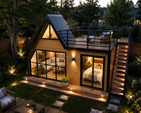 Maison préfabriquée de luxe, maison préfabriquée en conteneur, structure légère en acier, maison en conteneur avec chambre, cuisine, salon, design préfabriqué