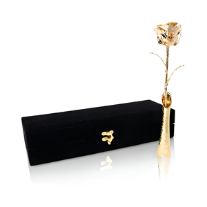 Rosa real bañada en oro de 24 quilates, tallo largo, flor natural real, seleccionada a mano, preservada como recuerdo eterno para esposa, madre - Product Image 3