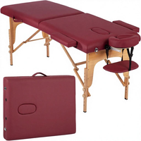 Table de massage pliable en bois portable, réglable en hauteur, avec sac de transport