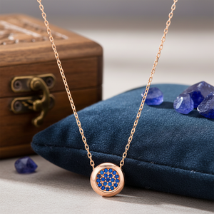 Diseño redondo zafiro circón piedra forma encanto colgante turco hecho a mano 925 joyería de plata esterlina - Product Image 3