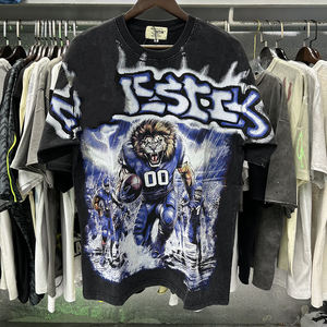 New Top Quality Heavyweight HipHop <b>Short</b> <b>Sleeved</b> MAJESTIKES T-<b>shirt</b> with Distressed Wash Sequin Patches Trendy Brand for <b>Men</b> - Product Image 6