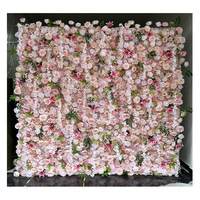 Dinding Bunga Ombre Pink Debu 8x8ft Custom, Latar Belakang 3D Realistis Mawar Sutra Gypsophila untuk Pernikahan, Photo Booth, Salon, Hari Ibu
