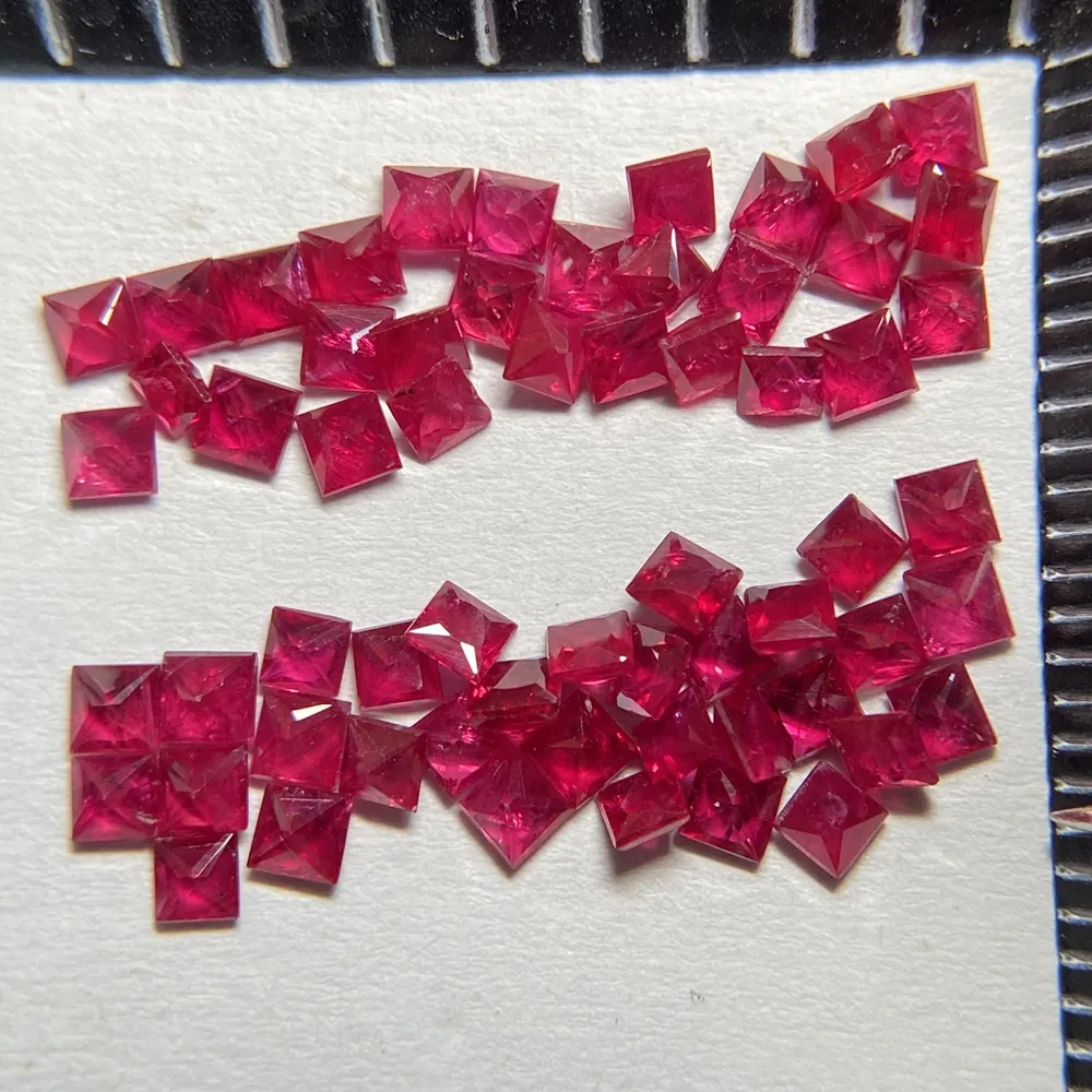 HQ GEMS A Quality Princess cut 2X2mm 100% Africa Natural Original голубь кровь красный рубин камень цена за карат