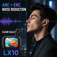 Écouteurs sans fil LX10 ANC avec étui à écran tactile, affichage numérique, réduction de bruit ANC+ENC, son HIFI, étanchéité IPX3, son directionnel