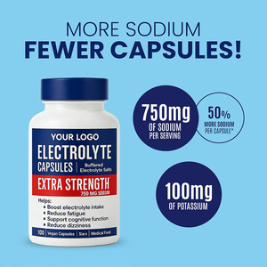 Capsules d'électrolytes 750 mg de <span class=keywords><strong>sodium</strong></span>, 50 % plus de <span class=keywords><strong>sel</strong></span> tamponné de <span class=keywords><strong>sodium</strong></span> avec 100 mg de potassium, pour soulager la fatigue et les vertiges - Product Image 3