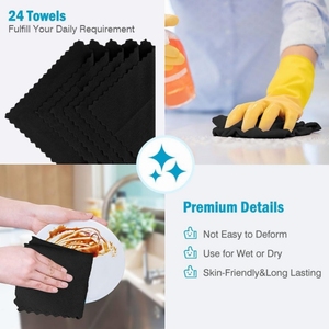 Chiffon de <span class=keywords><strong>nettoyage</strong></span> <span class=keywords><strong>pour</strong></span> appareils électroménagers en microfibre noire de luxe - Chiffons réutilisables sans peluches <span class=keywords><strong>pour</strong></span> la cuisine et la maison - Product Image 3