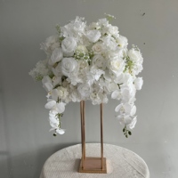 T-FT001 Boule de fleurs blanche en gros, centre de table 70-80 cm, boule florale artificielle en soie pour décoration de mariage, événement, fête, hôtel