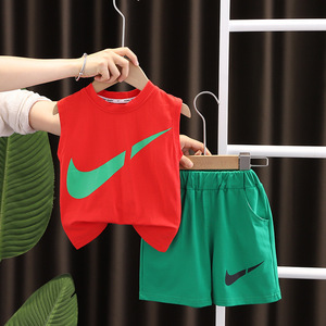 2025 nuovo completo gilet alla moda sottile estivo da ragazzo senza maniche e pantaloncini per abbigliamento sportivo per bambini - Product Image 4