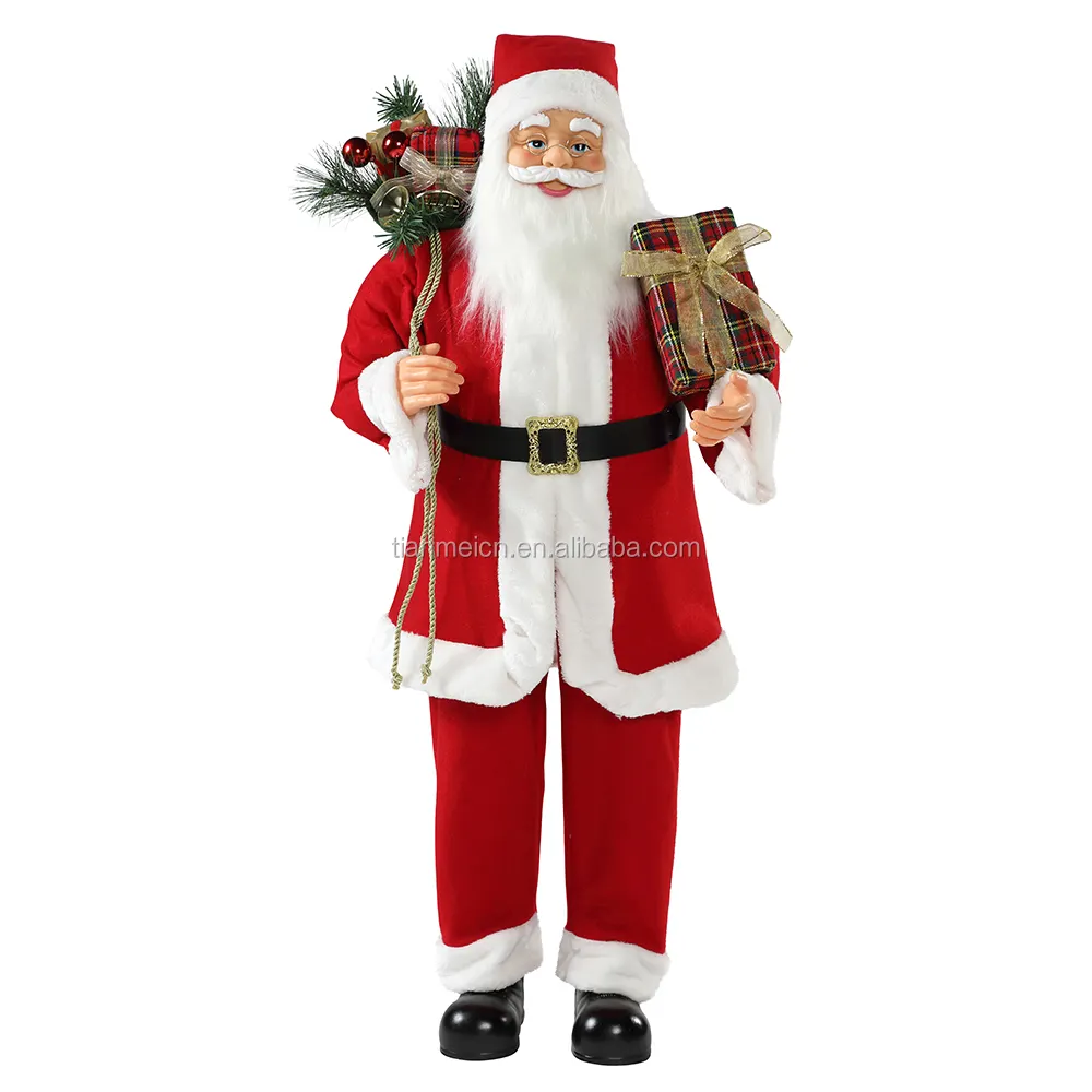 Papá Noel grande de peluche personalizado para Navidad, 30-110cm, con bolsa de regalo, adorno decorativo, figura tradicional, Papá Noel grande