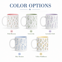Ensemble de tasses à café en porcelaine personnalisées 11oz, design floral minimaliste moderne, sous-verres, emballage avec logo personnalisé, cadeaux d'affaires