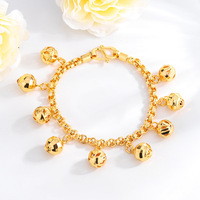 Bracelet en cuivre plaqué or 18 carats pour femme, style ethnique, avec pendentifs pièces et clochettes, idéal pour la danse du ventre et les anniversaires - Best-seller transfrontalier