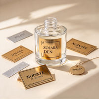Étiquette métallique personnalisée de luxe avec logo pour flacon de parfum, plaque signalétique cosmétique, autocollant métallique adhésif pour emballage de parfum