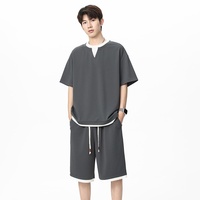 Conjunto de Dos Piezas Acme para Hombre, Camiseta con Cuello en V, Sensación Refrescante, Transpirable, Ligero, para Deportes al Aire Libre, Holgado, 100%