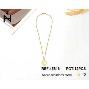 Collana con ciondolo a forma di lettera D ZL, tono oro, acciaio inossidabile, gioielli minimalisti da donna - Product Image 1