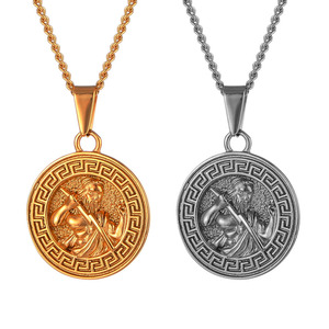 Collar con Colgante de Guerrero Espartano con Moneda Griega Punk Retro, Colgante de Zeus de Acero Inoxidable para Hombre y Mujer, Joyería Hecha a Mano, Collar de Héroe Espartano - Product Image 3