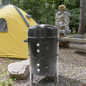 BSCI ISO9001 Usine Vente Directe Portable BBQ Charbon Grill Four <span class=keywords><strong>Barbecue</strong></span> Fumeur Fumer Baril avec Thermomètre Matériau Métallique - Product Image 1
