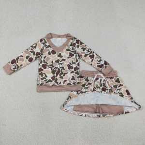 Ensemble 2 pièces respirant pour petites filles : pull et short à imprimé camouflage de chasse décontracté, doublé, vêtements pour enfants - Product Image 6