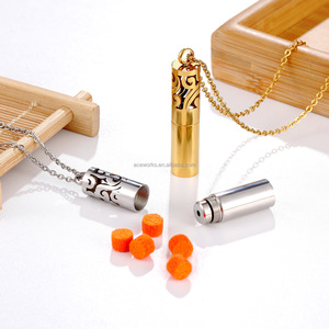 Stainless Steel Aromatherapy Diffuser Necklace Jewelry Perfume <b>Locket</b> Pendant Essential Oil Pendant - Product Image 4