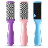 Râpe à pieds double face en acier inoxydable avec long manche – Outil de pédicure durable et portable