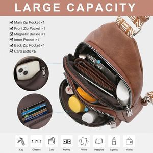 Custom Brown Womens Leather <b>Sling</b> Adjustable Strap <b>Waterproof</b> Crossbody Chest <b>Bag</b> Casual and Travel Women Manufacturer <b>Bags</b> - Product Image 3