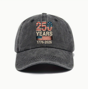 Gorra de Béisbol de Mezclilla Lavada Estilo Vintage, con Estampado Digital del 250 Aniversario de EE. UU., Bandera Americana, Ajustable - Product Image 1
