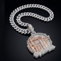 Colgante de Lujo Personalizado de Plata 925 con Moissanita y Relieve 3D del Horizonte de Nueva York, Estilo Hip Hop, Medallón de Plata Esterlina con Incrustaciones de Diamantes para Hombre