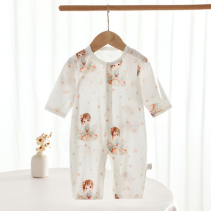Baby Long Sleeve Bodysuit Thin Knitted Unisex Romper With <b>Cute</b> <b>Bear</b> Print For Newborn Summer Wear - Product Image 2