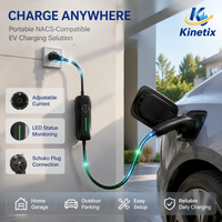 Nouveau chargeur EV portable Kinetix 3,5 kW 16 A, prise NACS Schuko, niveau 2, courant réglable, câble de 5 m pour l'Europe