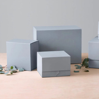 Caja de Regalo Magnética Rígida de Lujo Moderna al por Mayor con Asa de Cinta, Caja Grande de Cartón con Laminado Azul Mate para Regalos de Boda y Festivos