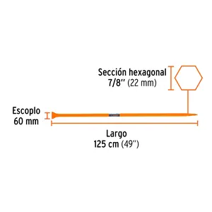 BOX 2 Barre pointue de 7/8' x 125 cm, burin de 60 mm, TRUPER - Product Image 1