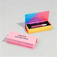 Boîte d'emballage rigide de luxe en gros avec fermeture magnétique, recyclable, pour ensemble de rouges à lèvres et gloss, avec insert en soie