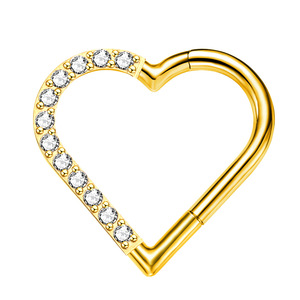 G23 <b>Titanium</b> Heart Seamless <b>Ring</b> with CZ or Plain Design | Hypoallergenic Hinged Clicker for Daith Septum Cartilage Piercing - Product Image 5