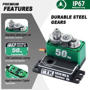 محرك سيرفو رقمي معدني عالي العزم PTK 9850 MG-D بوزن 50 كجم - مقاوم للماء لسيارات التحكم عن بعد والروبوتات - للجنسين من 14 عامًا فما فوق - Product Image 4