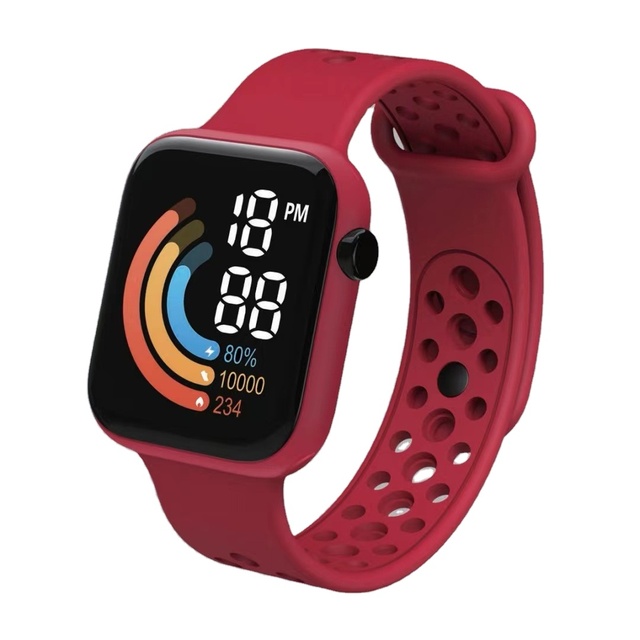 Bestselling Rainbow Display Large Screen Digital Watch Time Date LED Electronic Band Watch