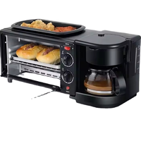 Appareil de cuisine 3-en-1 à commande mécanique : Micro-ondes, Cafetière, Poêle à frire, Programmation du café, Température en temps réel, Usage domestique