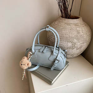 Sac à bandoulière rétro en cuir PU ciré, luxe décontracté, double poignée, fermeture éclair, sac à main pour femme - Product Image 4