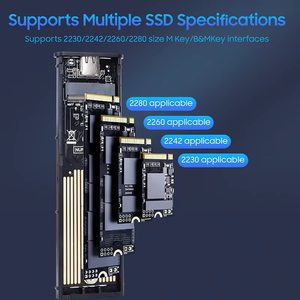 علبة ألومنيوم msd Nvme Sata Ssd 4 صندوق نوع C Usb3.1 أداة مجانية <span class=keywords><strong>2</strong></span> في 1 NGFF Nvme SataExternal M2 Nvme SSD حاوية - Product Image 4