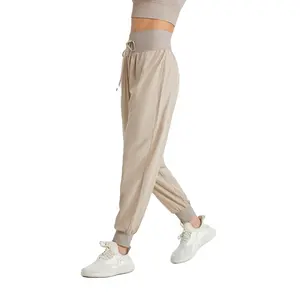 Pantalones de chándal de Yoga para mujer, de cintura alta, con cordón, secado rápido, para entrenamiento, cómodos, con bolsillos