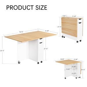 <span class=keywords><strong>Mesa</strong></span> de Comedor Plegable Moderna Personalizada OEM que Ahorra Espacio con Cajones y Estantes de Almacenamiento, 6 Ruedas, Material de Papel para Cocinas Pequeñas - Product Image 3