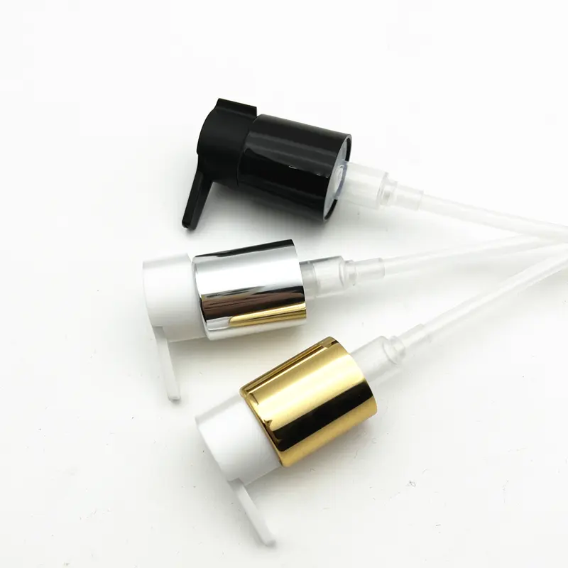 24/410 Panjang Nozzle Klip Kunci 24Mm Pompa Lotion Emas/Perak/Hitam Aluminium Perawatan Kosmetik Pompa Serum Lotion Dispenser Pompa