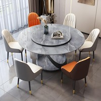 Table à manger ronde moderne en marbre pour 6 personnes, ensemble de salle à manger, table de centre pour restaurant, mobilier de cuisine extérieure